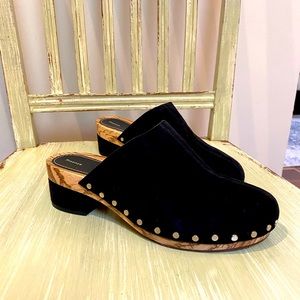 Proenza Schouler Black Mules with Gold Accents